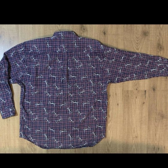 Vintage Pivot Rules L/S Cotton Flannel Button Shirt Mens XL Plaid Golf Graphic - Picture 2 of 4